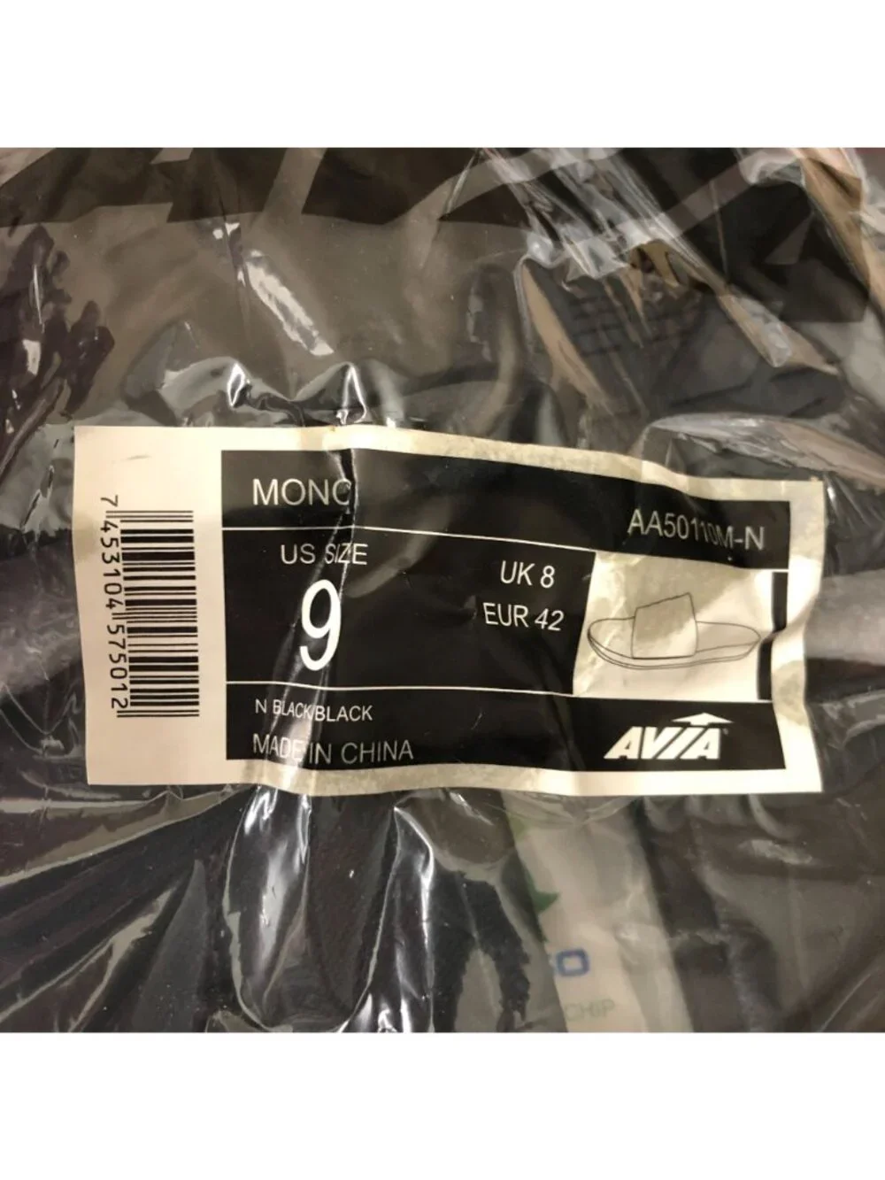Avia Mens Mono Sandals Slides Rubber Logo Black Mens Size 9 Womens Size 11